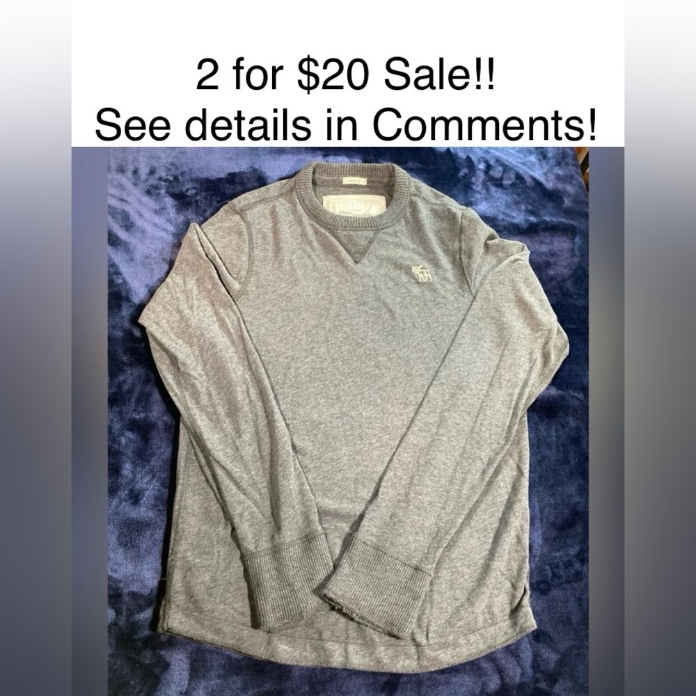 Vintage Abercrombie and Fitch Gray Muscle Sweater, men’s size Medium